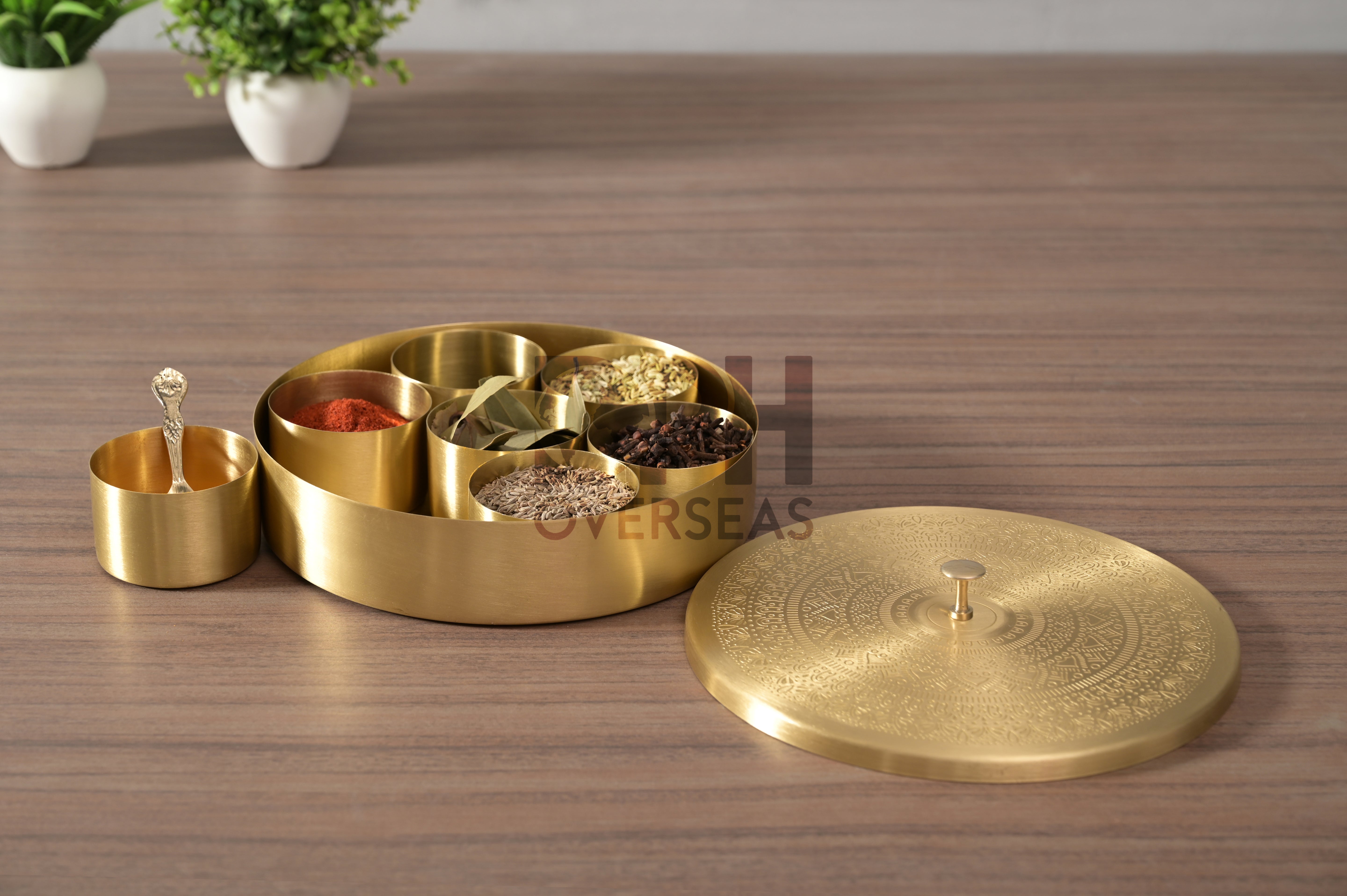 Brass Spice Box - Rangoli