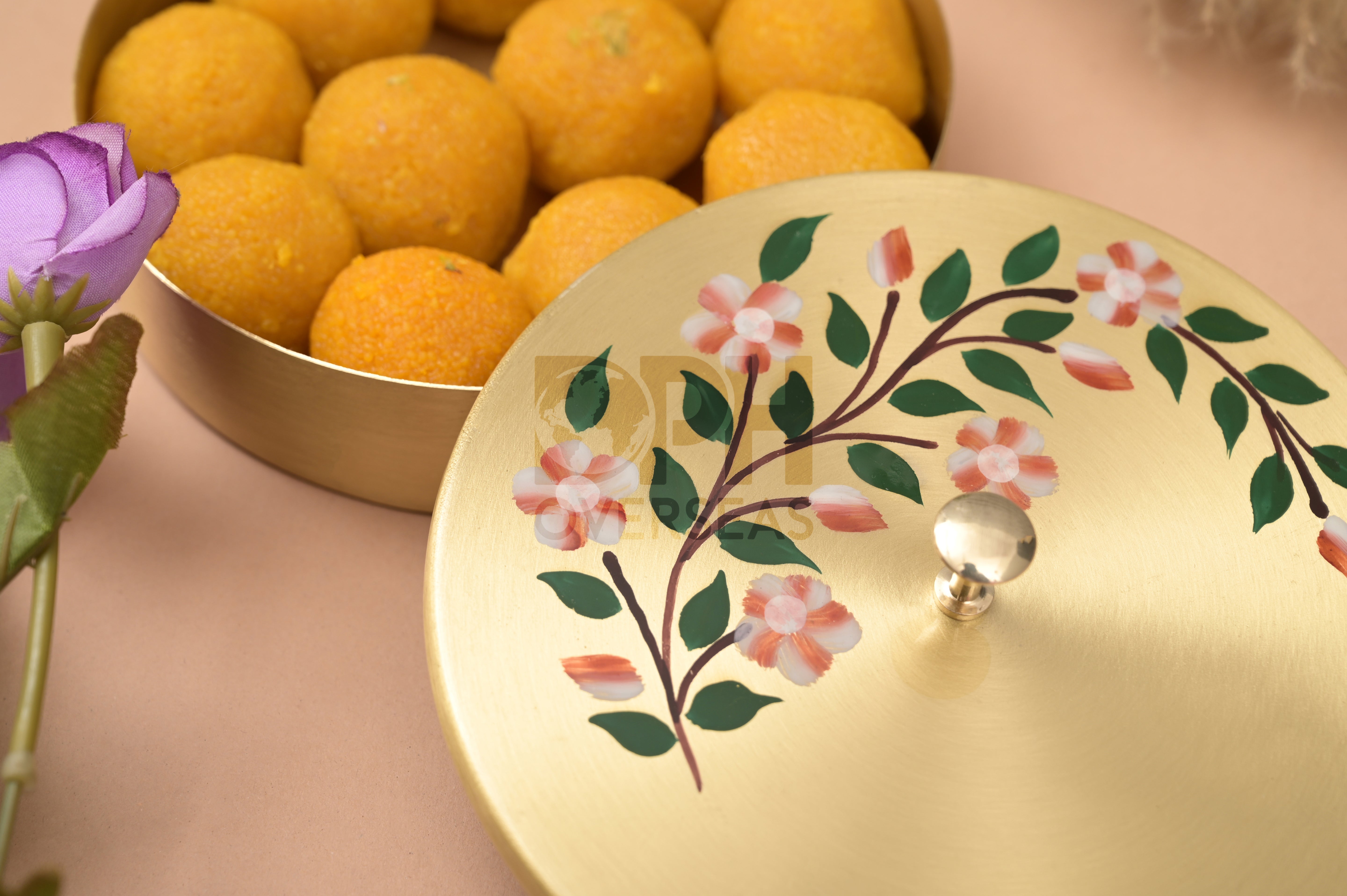 Brass Laddu Box - Handpainted