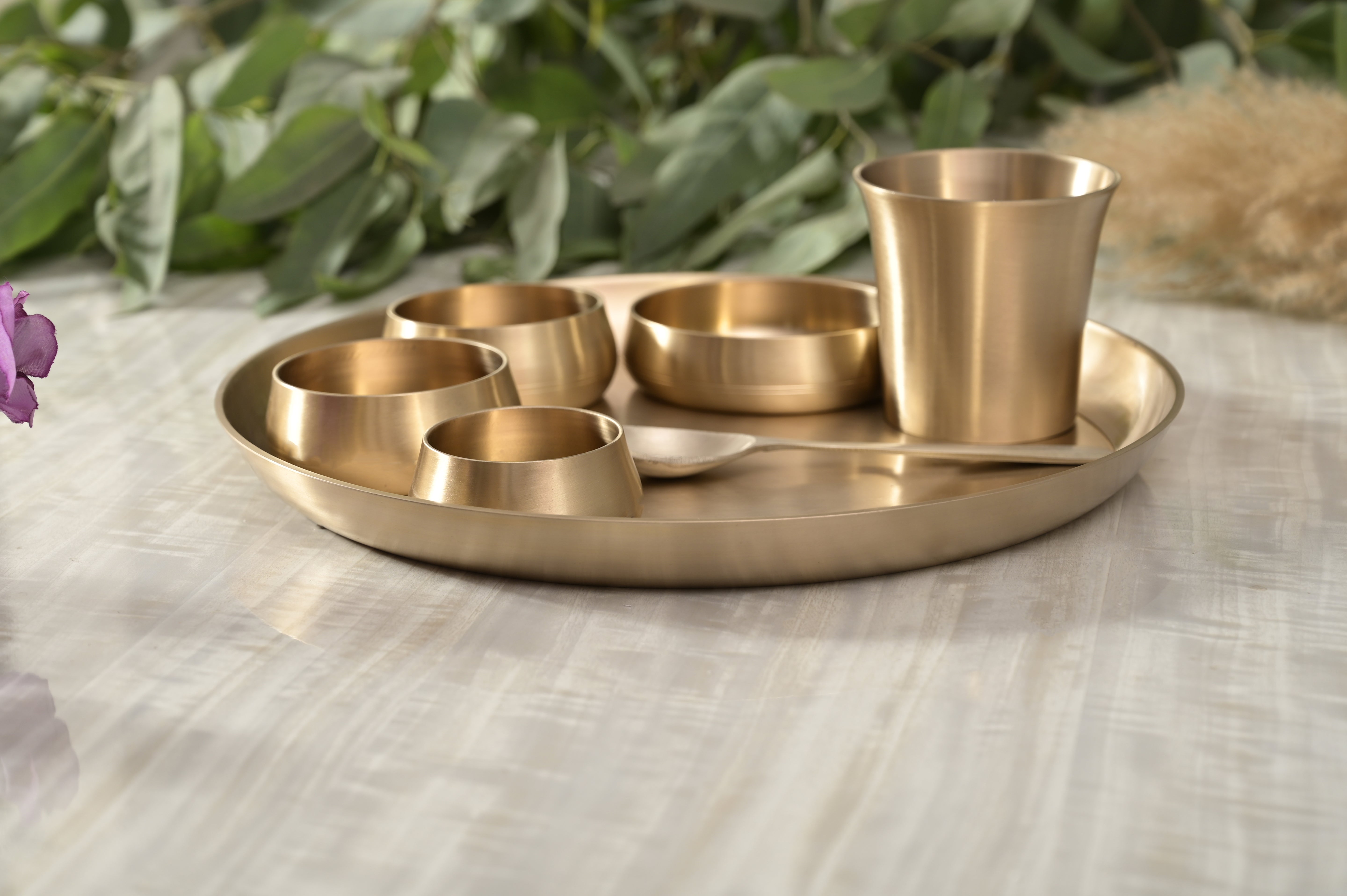 BRASS BHOJAN THALI SET OF 7